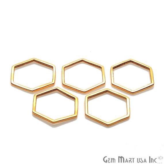 Hexagon Finding, 14mm Gold Finding, Filigree Findings, Bracelets Charm - GemMartUSA