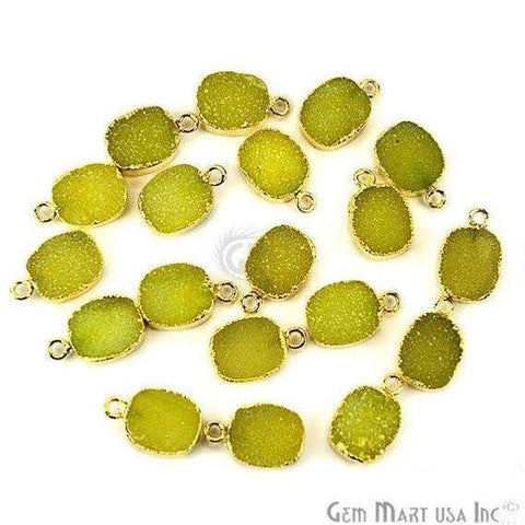 Gold Electroplated 12x16mm Octagon Single Bail Druzy Gemstone Connector
