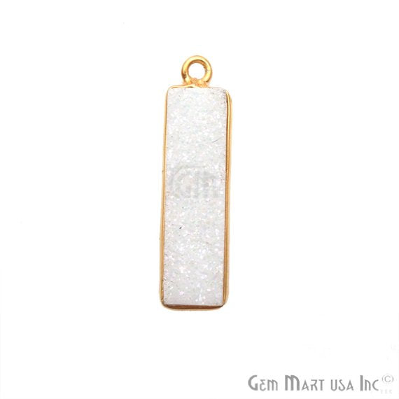 Titanium Druzy 25x7mm Rectangle Shape Gold Bail Bezel Gemstone Connector (Pick Your Color) (50143) - GemMartUSA