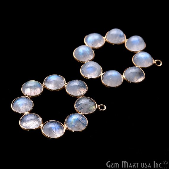 DIY Rainbow Moonstone 32x29mm Single Bail Chandelier Finding Component (Pick Your Metal) - GemMartUSA