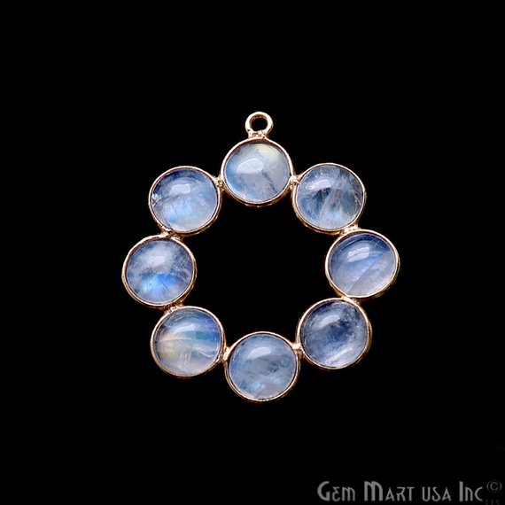 DIY Rainbow Moonstone 32x29mm Single Bail Chandelier Finding Component (Pick Your Metal) - GemMartUSA