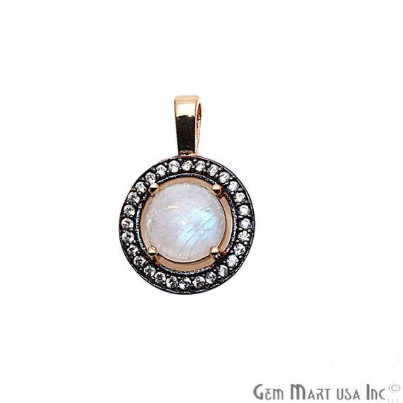 Round Shape 20x13mm Cubic Zircon Gemstone Dangle Pendant (50120) (Pick Your Gemstone) - GemMartUSA