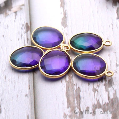 Doublet Aura Quartz 10x12mm Oval Connector (Pick Color,Plating,Bail) - GemMartUSA