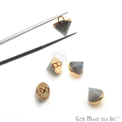 Gemstone 11x10mm Single Point Gold Bracelets Charm Connector (Pick Your Gemstone) - GemMartUSA