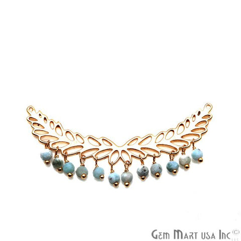 Gemstone Beads Leaf Shape 44x6mm Gold Plated Necklace Pendant (Pick Your Gemstone) - GemMartUSA