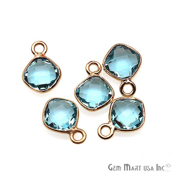 Cushion 6mm Gold Plated Single Bail Gemstone Bezel Connector (Pick Stone) (10412-1) - GemMartUSA