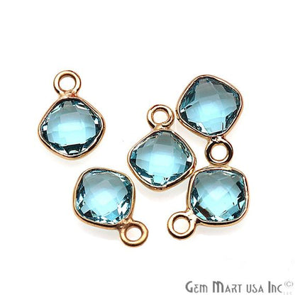 Cushion 6mm Gold Plated Single Bail Gemstone Bezel Connector (Pick Stone) (10412-1) - GemMartUSA