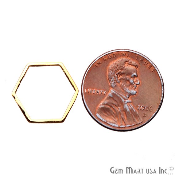 Hexagon Finding, 14mm Gold Finding, Filigree Findings, Bracelets Charm - GemMartUSA