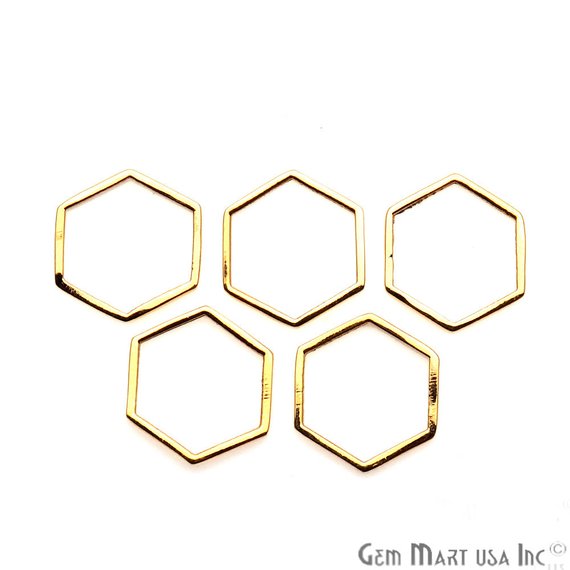 Hexagon Finding, 14mm Gold Finding, Filigree Findings, Bracelets Charm - GemMartUSA