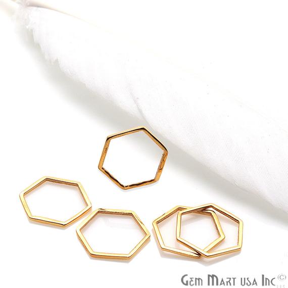 Hexagon Finding, 14mm Gold Finding, Filigree Findings, Bracelets Charm - GemMartUSA