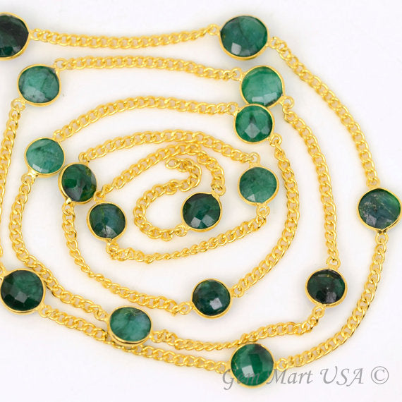 Emerald 10-15mm Gold Plated Link Bezel Connector Chain - GemMartUSA (764138586159)