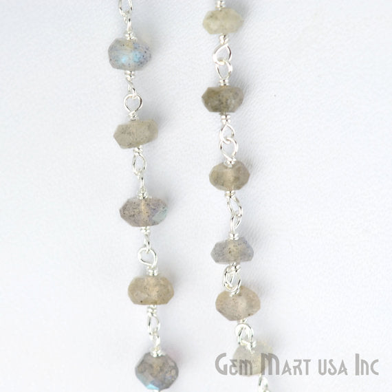 Labradorite Silver Plated Wire Wrapped Beads Rosary Chain (763867856943)