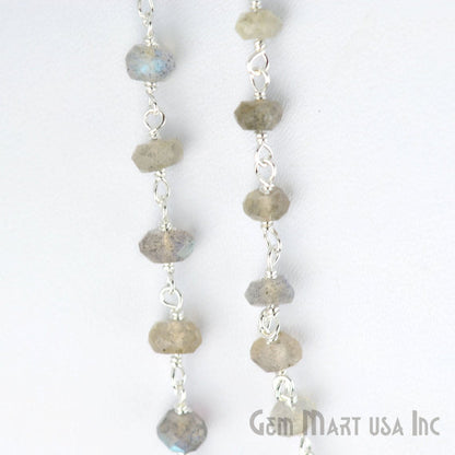 Labradorite Silver Plated Wire Wrapped Beads Rosary Chain (763867856943)