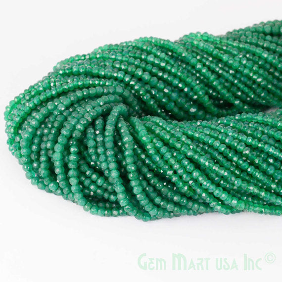 Green Onyx Rondelle Beads, Natural, Meditation Bracelet, Beaded Curtain, Mardi Gras, 3-4mm 13" Length (762708328495)