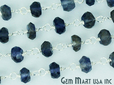 Iolite Silver Plated Wire Wrapped Beads Rosary Chain (763852947503)