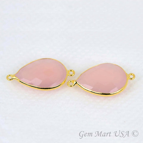 Pear 15x20mm Double Bail Gold Bezel Gemstone Connector