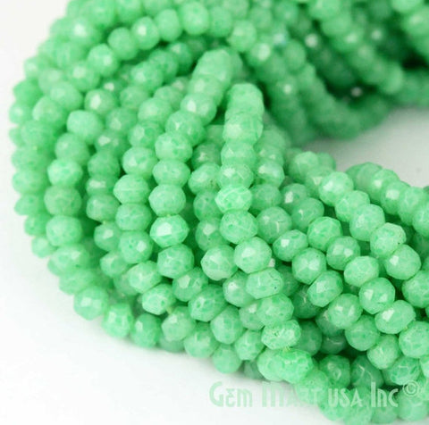 Green Chalcedony Rondelle Beads, Natural, Meditation Bracelet, Beaded Curtain, Mardi Gras, 3-4mm 13" Length (762707345455)