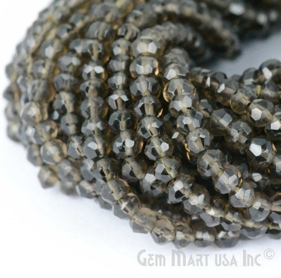 Smoky Topaz Micro Faceted Rondelle 3-4mm 13Inch Length AAAmazing quality 100 Percent Natural (RLST-70002) (762887372847)