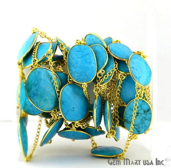 Turquoise 15-20mm Gold Plated...