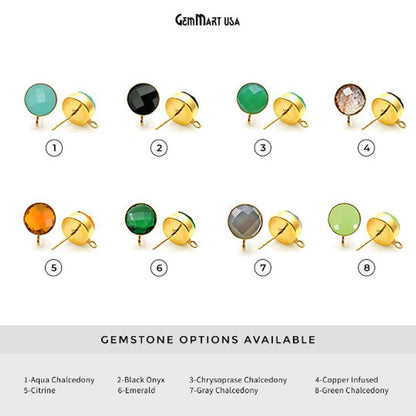 DIY Round 10mm Gold Bail Gemstone stud Earring