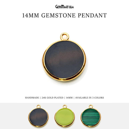 Gemstone Cabochon Flat & Round 14mm Necklace Pendant Connector