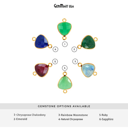 Trillion 14mm Gold Bezel Double Bail Gemstone Connector