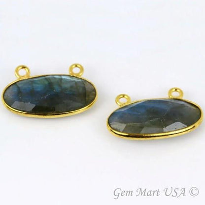 Oval Shape 10x20mm Cat Bail Gold Bezel Gemstone Connector