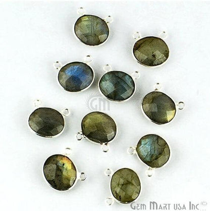 Oval 10x12mm Cat Bail Silver Bezel Gemstone Connector