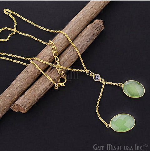 Handmade 24k Gold plated 18inchï¾� Necklace of Green Chalcedony Gemstone - GemMartUSA (762588069935)