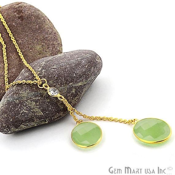 Handmade 24k Gold plated 18inchï¾� Necklace of Green Chalcedony Gemstone - GemMartUSA (762588069935)
