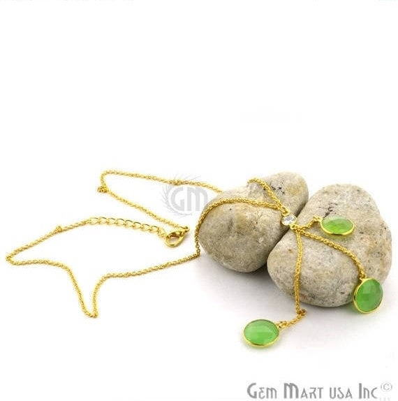 Handmade Necklace of Green Chalcedony Gemstone - GemMartUSA (762588790831)
