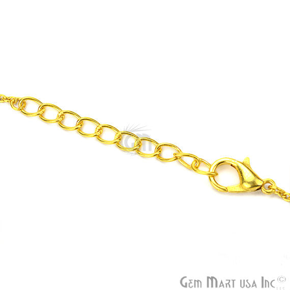 Hot Pink Chalcedony Mix shape Gemstone Necklace 24k Gold Plated Cascade Bezel Connector Necklace - GemMartUSA (762624639023)