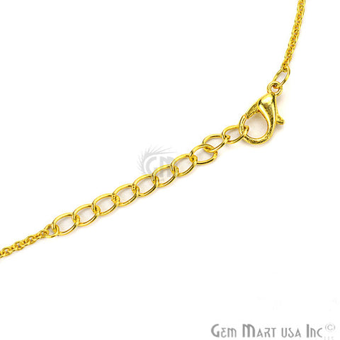 Green Chalcedony Round Gemstone Necklace 24k Gold Plated Cascade Necklace Bezel Connector Necklace - GemMartUSA (762626342959)