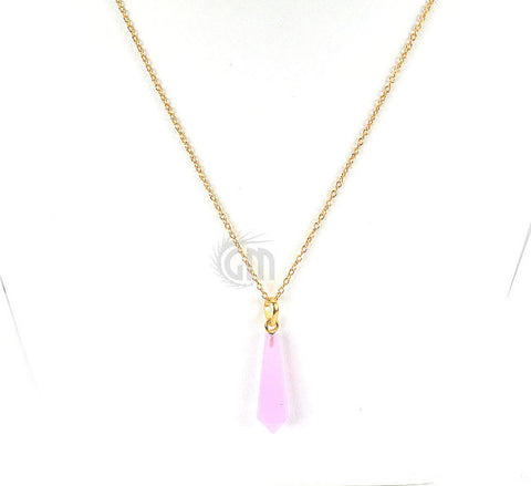 Rose Chalcedony Pendant Necklace 22k Gold Plated Necklace Chain Gemstone Fancy Pendant Necklace - GemMartUSA (762631421999)