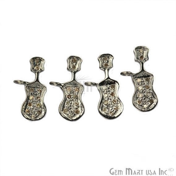 Guitar Shape Diamond Charms Pendant, 15x7mm 925 Sterling Silver Pave Charms Pendant - GemMartUSA (755138134063)