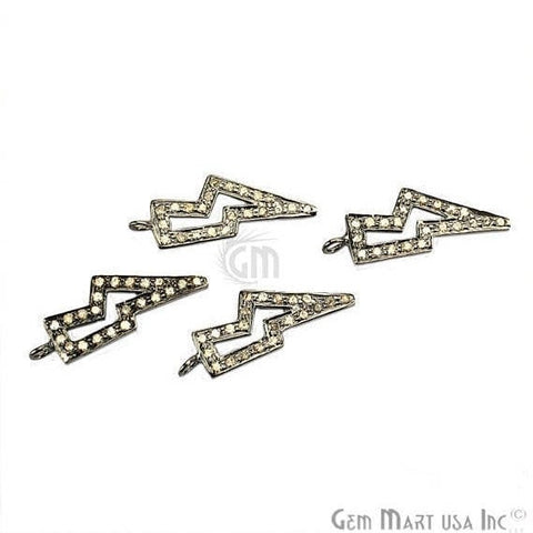 Flash Bolt Shape Diamond Charms Pendant, 21x8mm 925 Sterling Silver Pave Charms Pendant - GemMartUSA (755141804079)