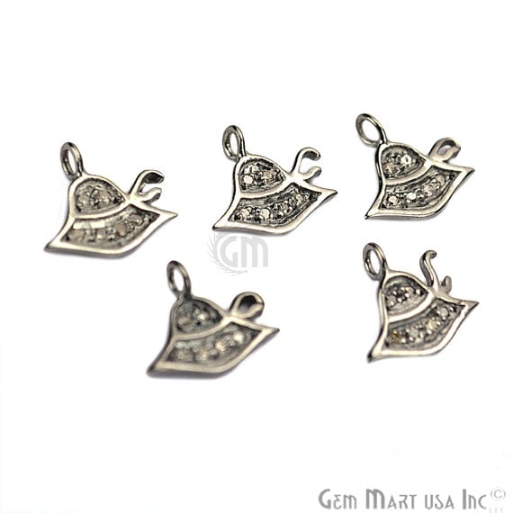 Hat Shape Diamond Charms Pendant, 10mm 925 Sterling Silver Pave Charms Pendant - GemMartUSA (755143573551)