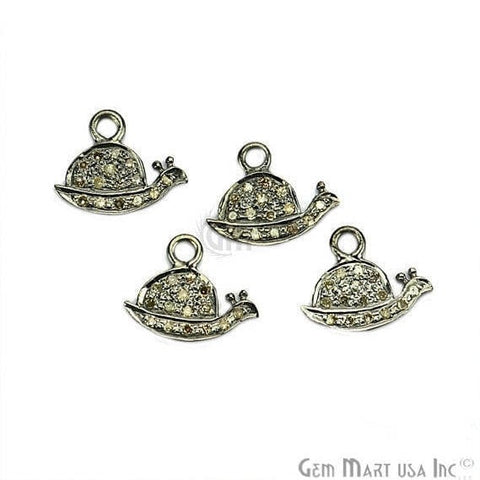 Snail Shape Diamond Charms Pendant, 12x9mm 925 Sterling Silver Pave Charms Pendant - GemMartUSA (755153109039)