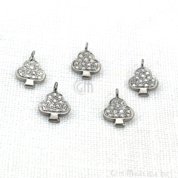 Club sign diamond charms pendant, 13x8mm 925 sterling silver pave charms pendant - GemMartUSA (755159334959)
