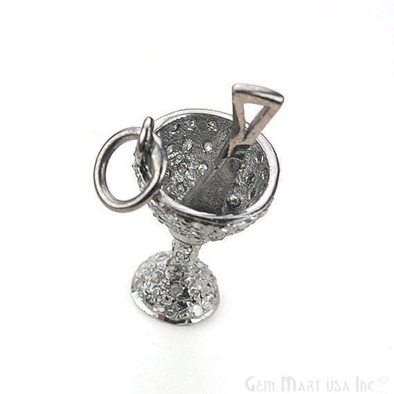 Ice cream cup shape diamond charms pendant, 20x10mm 925 sterling silver pave charms pendant - GemMartUSA (755160088623)