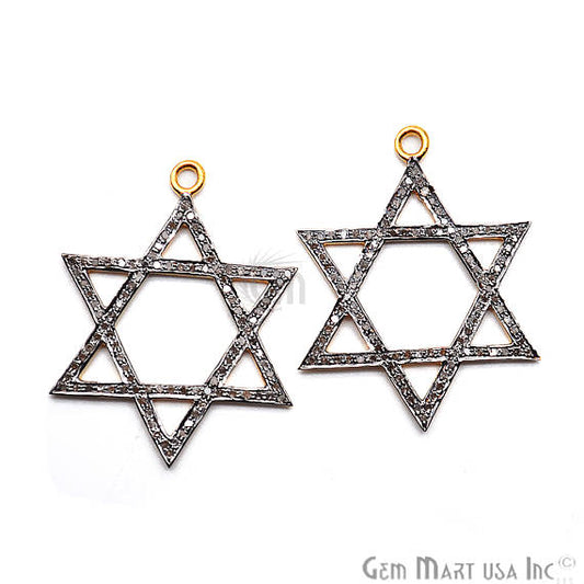 Star of David Diamond Charm Pendant, Gold Vermeil Pave charm Necklace Pendant - GemmartUSA (763550007343)