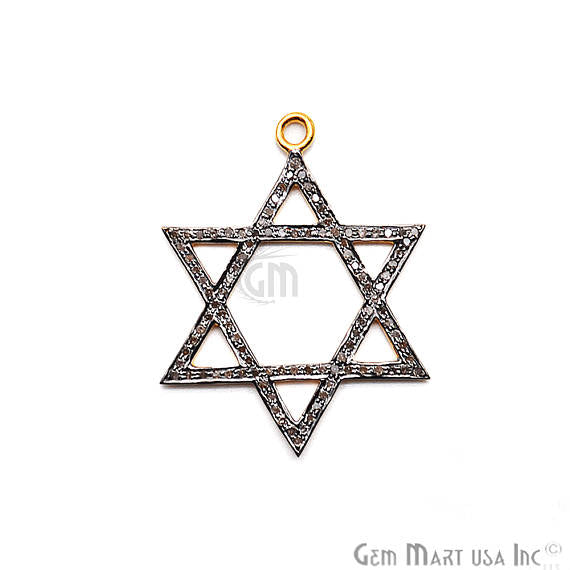 Star of David Diamond Charm Pendant, Gold Vermeil Pave charm Necklace Pendant - GemMartUSA (763550007343)