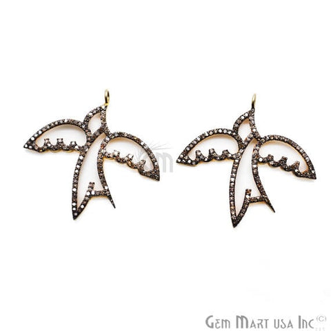 Pave Bird Charm Diamond Pendant, Gold Vermeil Necklace Charm Pendant - GemMartUSA (763559182383)