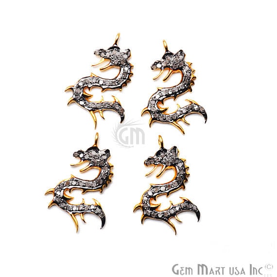 Pave Chinese Zodiac Diamond Charm, Gold Vermeil Necklace Charm Pendant - GemMartUSA (763563540527)