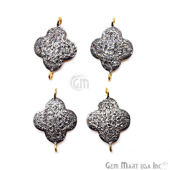 Pave Clover Diamond Charm Pendant, Gold Vermeil Charm Pendant - GemMartUSA (763567570991)