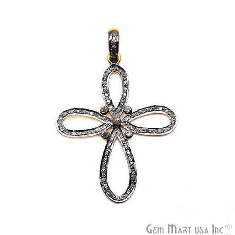 Pave Flower Shape Diamond Charm Pendant, Gold Vermeil Necklace Charm Pendant - GemMartUSA (763570356271)