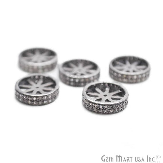 Pave Wheel Spacer Diamond Charm Beads, Sterling Silver Necklace Charm Beads - GemmartUSA (763617902639)