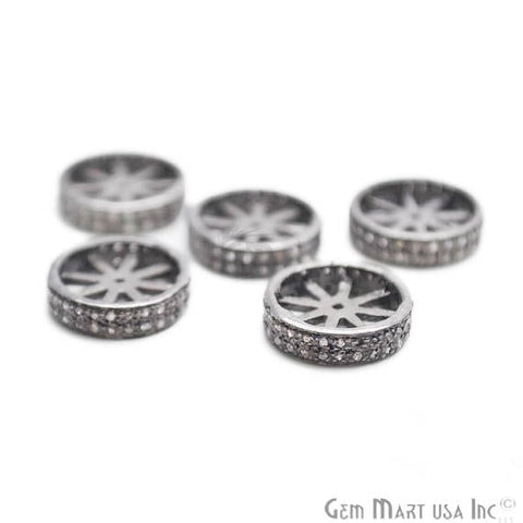 Pave Wheel Spacer Diamond Charm Beads, Sterling Silver Necklace Charm Beads - GemMartUSA (763617902639)