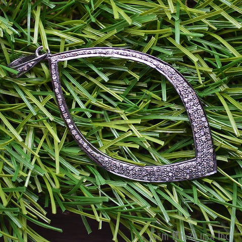 Pave Marquise Shape Diamond Charm Pendant, Sterling Silver Necklace Charm Pendant - GemMartUSA (763619016751)