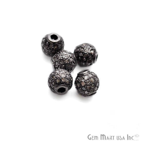 Pave Round Bead Diamond Charm Pendant, Sterling Silver Necklace Charm Pendant - GemMartUSA (763622883375)